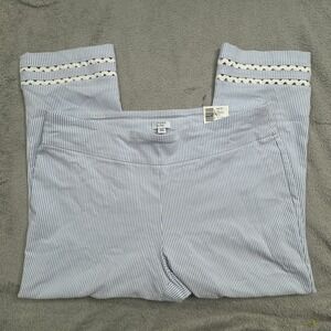 NWT Crown & Ivy Striped Pants Women's Tag Size 18W (W38in. x‎ L24in.) Blue/White